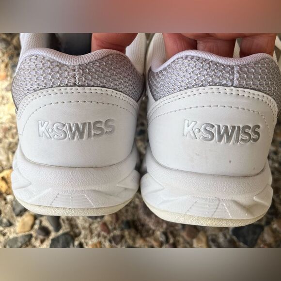 K-Swiss white/grey tennis shoes, preowned but great condition, light, comfy, 7 - Picture 2 of 14
